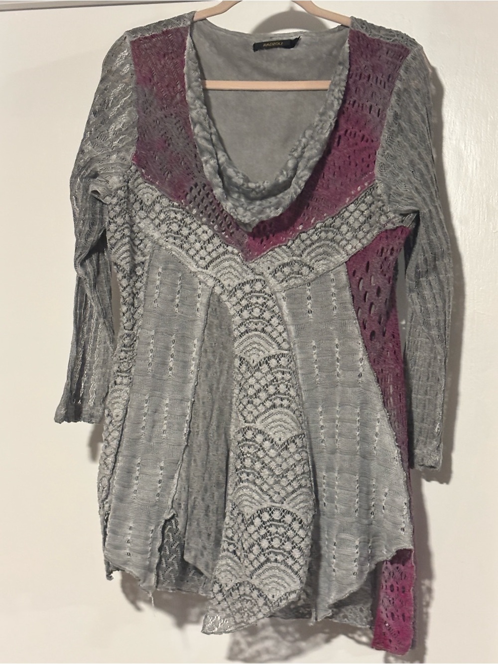 Radzoli Light Gray Knit Top with Gold Logo Tag